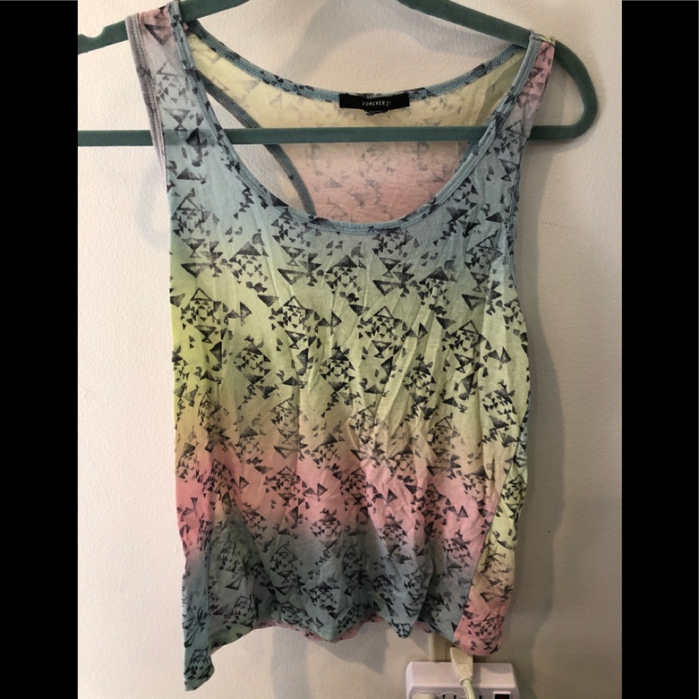 Tye dye patterned halter back tank top